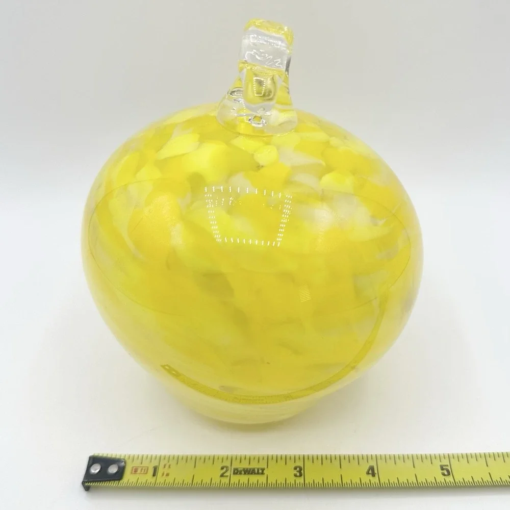 Hand Blown Yellow Art Glass Orb Boise ID USA Part Of Bird Feeder?